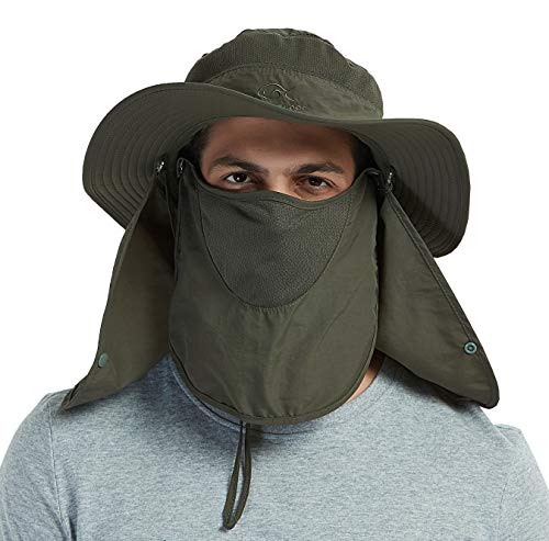DDYOUTDOOR™ 07-281 Fashion Summer Outdoor Sun Protection Fishing Cap Neck Face Flap Hat Wide Brim - color: Army Green