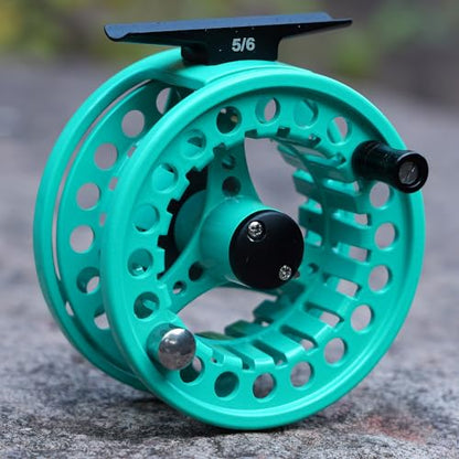 Sougayilang Fly Fishing Reel, Die Cast Aluminum Fly Reel, 5/6, 7/8, Weight Saltwater Fly Reels, 5/6, 7/8, Weight Saltwater Fly Reels - color: Turquoisee, size: 7/8wt