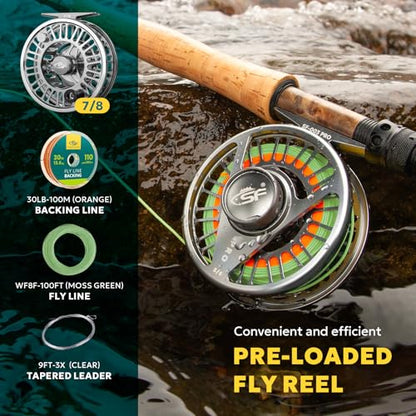 SF SF-003 Pro Fly Fishing Reel for Freshwater,CNC Precision Machining Process,Mid Arbor Design,Smooth Drag System,Lightweight Aluminum Body - size: 7/8wt, style: Gunmetal Gray Kt1