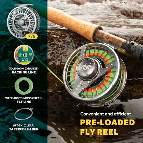 SF SF-003 Pro Fly Fishing Reel for Freshwater,CNC Precision Machining Process,Mid Arbor Design,Smooth Drag System,Lightweight Aluminum Body - size: 7/8wt, style: Gunmetal Gray Kt1