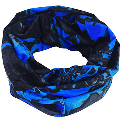 Obacle Seamless Face Mask Rave Bandana Men Women for Dust Sun Wind Protection - color: Pure Black Blue