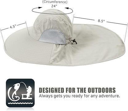 Outdoor Sun Hat for Men with 50+ UPF Protection Safari Cap Wide Brim Fishing Hat with Neck Flap, for Dad… - color: Rose Red