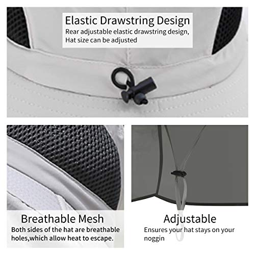 Sun Blocker Hats Outdoor Sun Protection Fishing Cap with Neck Flap Large Brim Outdoor Hat - color: Lgy