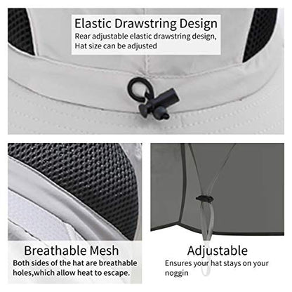 Sun Blocker Hats Outdoor Sun Protection Fishing Cap with Neck Flap Large Brim Outdoor Hat - color: Lgy