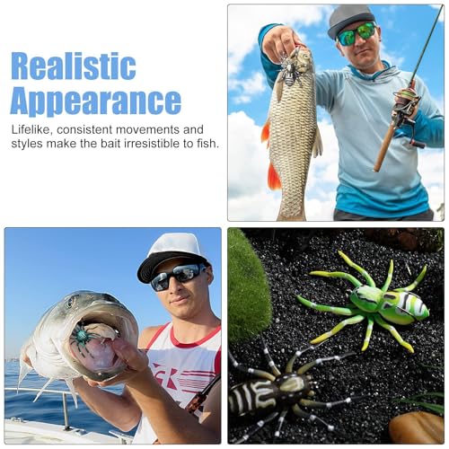 Sumind 4 Pieces Spider Lures Fishing Bass Spider Lure Freshwater Fishing Lures for Bass 1.9 Inch Length Weigh 0.2 oz - color: Colorful