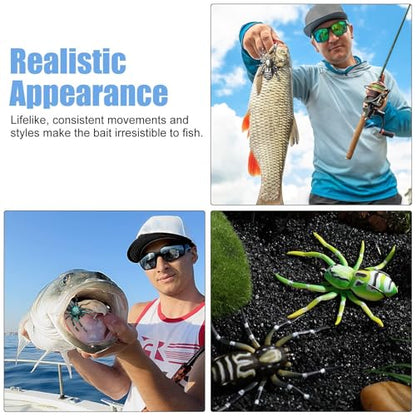 Sumind 4 Pieces Spider Lures Fishing Bass Spider Lure Freshwater Fishing Lures for Bass 1.9 Inch Length Weigh 0.2 oz - color: Colorful