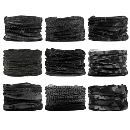 Venswell Neck Gaiter Face Mask Men Women,Seamless Bandana Rave Face Cover Scarf Mask,Balaclava,Headband, Head Wrap,Headwear - color: B-black Gray Series 3