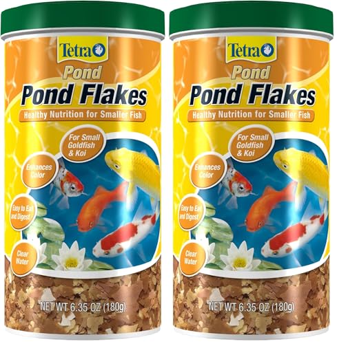 TetraPond Pond Flakes, Complete Nutrition for Smaller Pond Fish, Food for Goldfish and Koi, 6.35 Ounces (Pack of 2) - size: 6.35 Ounce (Pack of 2), style: Original