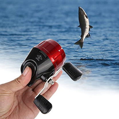plplaaoo Portable Spincast Fishing Reel Slingshot Outdoor Shooting Harpoon Dart Reel Lightweight Durable Metal Rocker Arm Easy Operate for Fishing Lovers Beginners Red Black Blue Green - color: Red