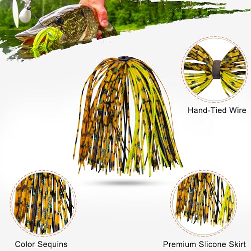 OROOTL Silicone Jig Skirts Spinnerbait Skirt Replacement Bass Fishing Lures for DIY Spinner Baits Buzzbaits Squid Jig Accessories - color: C-Skirts-24pcs