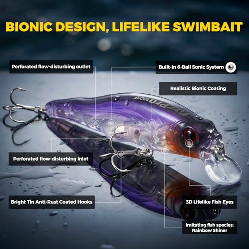 Topwater Fishing Lures -Hard Swimbait,3 8/9in 1/2oz Floating Lure with Hollow Cavity for Scent Attractant, for Bass,Pike,Trout,Freshwater & Saltwater - color: Notropis Chrosomus