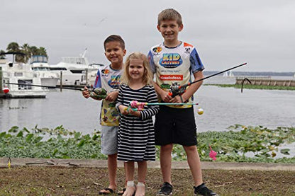 Kid Casters Tangle-Free Fishing Combo | Spincast Reel & Practice Casting Plug with Bobber | 34" Tangle-Free Combo | Pre-spooled 6-lb Line | Blue | Spincast Reel, Practice Casting Plug with Bobber, 34" Tangle-Free Combo, Pre-spooled 6-lb Line