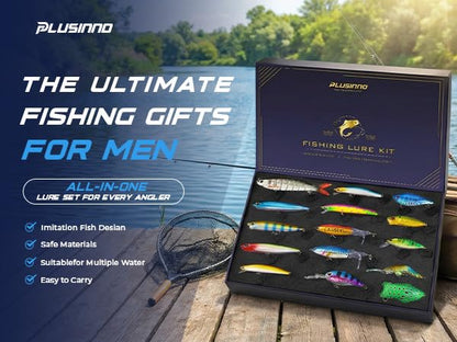 PLUSINNO Fishing Lures - Tackle Box, Bass Fishing Lures for Freshwater and Saltwater, Trout Fishing Gear & Bait, Fishing Gifts for Men,Father - color: Bass/Trout fishing lures-B
