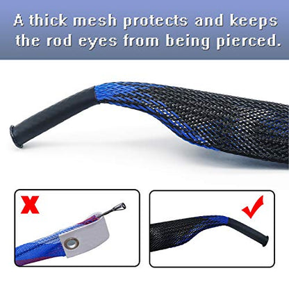 Fishing Rod Cover - 4 Pack Rod Sleeve Socks with Lanyard for Fly, Spinning, Casting, Sea Fishing - color: Red*1, Blue*1, Black & Blue*1, Black & Red*1