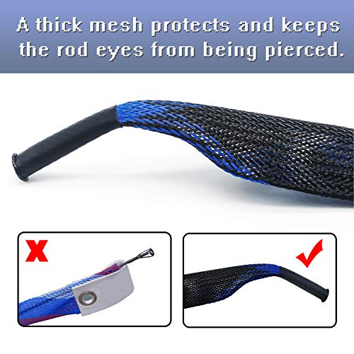 Fishing Rod Cover - 4 Pack Rod Sleeve Socks with Lanyard for Fly, Spinning, Casting, Sea Fishing - color: Red*1, Blue*1, Black & Blue*1, Black & Red*1