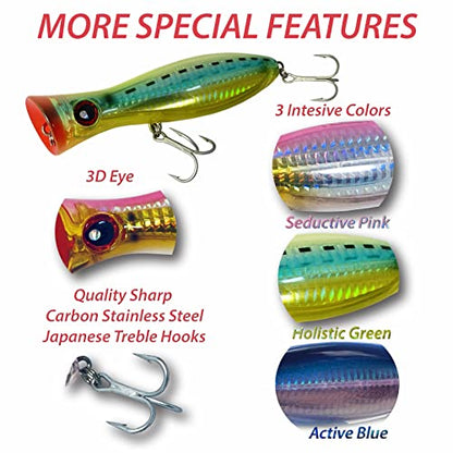 Gobbler 4.7in Blue Top Water Lures - Saltwater & Freshwater Bass Lures for Your Fishing Kit