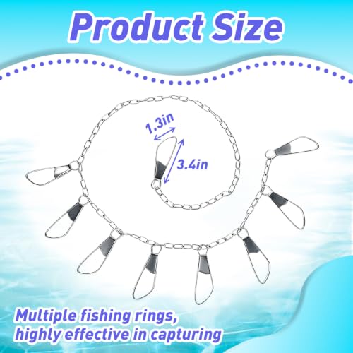 3PCS Fishing Chain Stringers, 41-inch Metal Fish Stringer | Portable Fishing Chain Stringers with Rotatable and Movable Snap on Device, for Freshwater and Saltwater Fishing
