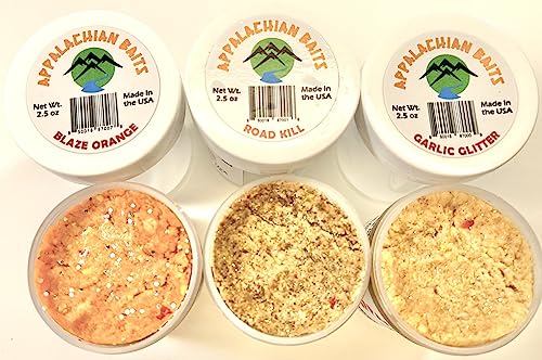 Appalachian Baits Big 3 Slam, Soft Sinking Dough Bait, Scented, (Trout, Steelhead, Panfish), 2.5 oz, 3 Count