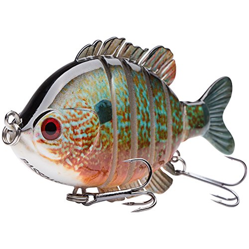 BASSDASH SwimPanfish Multi Jointed Panfish Bluegill Swimbaits Hard Topwater Bass Lures Fishing Lure Crank Saltwater 3.5in/0.85oz,Pack of 4 - color: BPRL