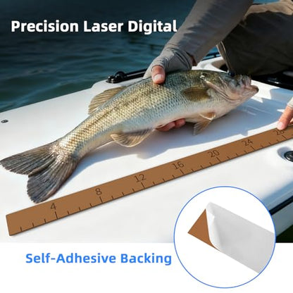 Fish Ruler 32in EVA Foam Fish Measuring Ruler with Self-Adhesive Backing for Fishing Kayaks Accessories, Fish Ruler Measurement Sticker Tool for Fish Kayak - color: Brown