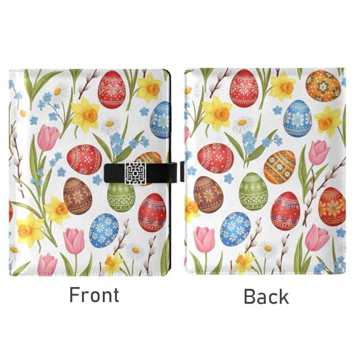 Easter Eggs Flowers Spring A5 PU Leather Refillable Binder,Business Notebook Travel Planner with Expandable Pockets,6-Ring,Pen Storage & Easy-Clean Surface for Daily Use - color: Easter Eggs Flowers Spring
