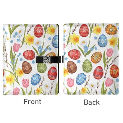 Easter Eggs Flowers Spring A5 PU Leather Refillable Binder,Business Notebook Travel Planner with Expandable Pockets,6-Ring,Pen Storage & Easy-Clean Surface for Daily Use - color: Easter Eggs Flowers Spring