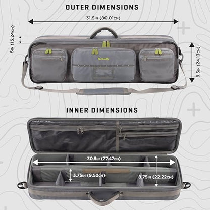 Allen Company Cottonwood Fly Fishing Rod & Gear Bag Case, Hold up to 4 Fishing Rods, Heavy-Duty Honeycomb Frame - Gray/Lime or Olive Green - color: Gray/Lime