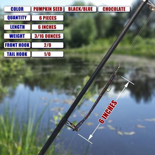 Fishing Lures Bass Lures, Weedless Pre Rigged Bionic Sinking Bass Fishing Lure Soft Plastic Swimbaits for Trout, Walleye, Crappie, Fishing Worm Swim Baits Minnows for Saltwater Freshwater - color: A3-Pumpkin Seed, Black Blue, Chocolate