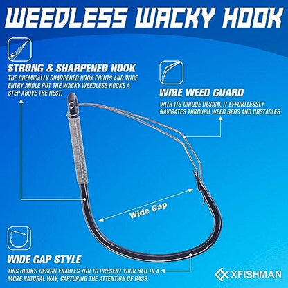 Weedless Wacky Rig Hooks Bass Fishing Hooks for Wacky Rigging Worm Lure - size: 2/0 25-Pack