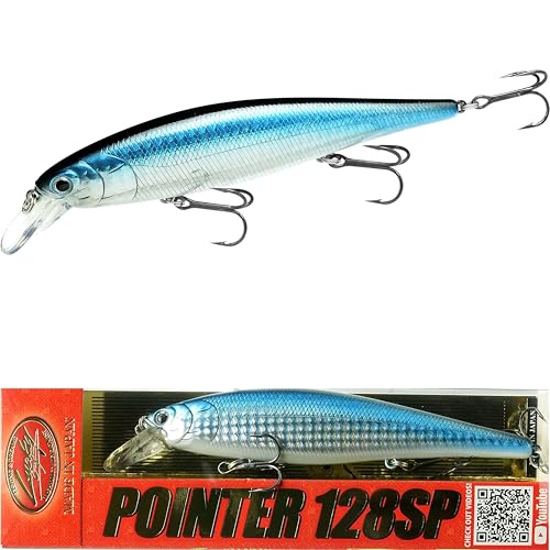 LUCKY CRAFT Pointer 128SP, Freshwater Lake Bass Fishing Lure, Jerkbait, Suspending, Fishing Gear, Fishing Accessories, Fishing Tackle - color: 352 Lens Aurora Black