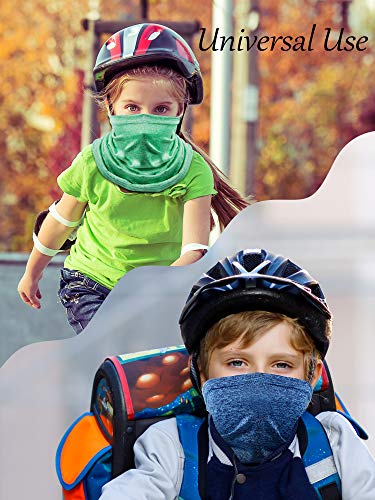 SATINIOR 4 Pieces Kids Summer Neck Gaiter Unisex Cooling Face Cover Scarf Breathable Sun Bandana Fishing Cycling Mask - color: Black, Grey, Blue, Green