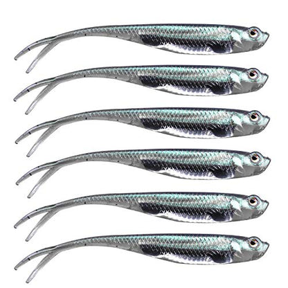 QualyQualy Soft Swimbait Fishing Lures 5PCS 6PCS Jerk Shad Minnow Drop Shot Lure Bass Bait Shad Lure Soft Jerkbait for Bass Trout Pike Walleye Crappie 2.95'' 3.93'' 4.72'' - color: A-4#, size: 2.95" - 6Pcs