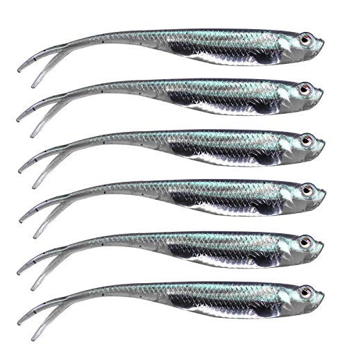 QualyQualy Soft Swimbait Fishing Lures 5PCS 6PCS Jerk Shad Minnow Drop Shot Lure Bass Bait Shad Lure Soft Jerkbait for Bass Trout Pike Walleye Crappie 2.95'' 3.93'' 4.72'' - color: A-4#, size: 2.95" - 6Pcs