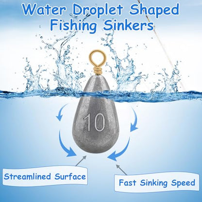 Fishing Weights Sinkers Kit, 5 Sizes 26pcs Drop Shot Weights Fishing Sinkers, Fishing Weights Lead Fishing Equipment for Saltwater Freshwater Ocean Catfish