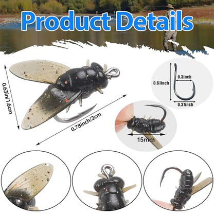 Bionic Fly Fishing Bait, Flies Fishing Lures Kit Trout Jigs Swimbaits Dry Flies Fly Fishing Lures Fish Attractant Fly Fishing Hook for Saltwater Freshwater Bass Panfish 15mm - color: Black-18pcs