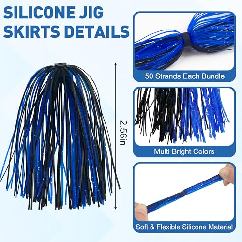Silicone Jig Skirts Spinnerbait Skirts Replacement 12/24 Bundles DIY Bass Fishing Jigs Lure Skirts for Spinner Bait Buzzbaits Squid Jig Spoon Blade Fly Tying Material - style: Type B-mixed 24pcs