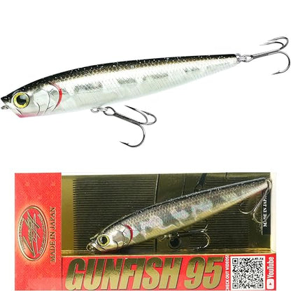 LUCKY CRAFT Gunfish 95NF Top Water Bass Fishing Lures, 4” Floating Lure with Cupped Mouth, Freshwater Trout and Bass Lures Fishing Gear, Accessories for Tackle Box - color: 419 BP Golden Shiner