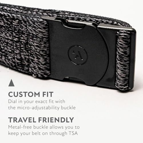 Arcade The Original Unisex Adventure Belt, Heavy Duty Elastic Webbing, Non-Metal Travel Friendly Buckle - color: Foundation - Heather Black, size: Standard (Up to 40"); 1.5" Wide