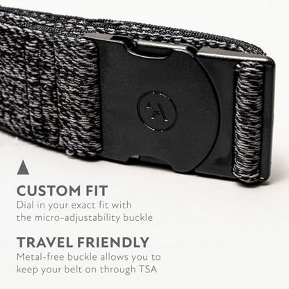 Arcade The Original Unisex Adventure Belt, Heavy Duty Elastic Webbing, Non-Metal Travel Friendly Buckle - color: Foundation - Heather Black, size: Standard (Up to 40"); 1.5" Wide