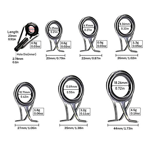 QualyQualy Fishing Rod Repair Kit - Tip Guide Replacement - Stainless Steel Ceramic Ring - 6pcs/7pcs/30pcs - color: C - Rod Guides 7pcs