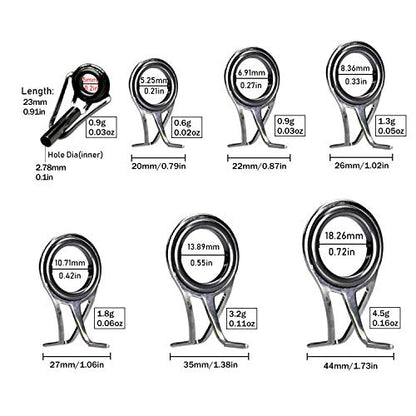 QualyQualy Fishing Rod Repair Kit - Tip Guide Replacement - Stainless Steel Ceramic Ring - 6pcs/7pcs/30pcs - color: C - Rod Guides 7pcs