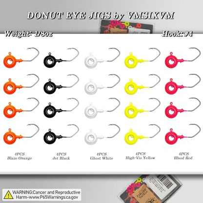 20 Pcs Crappie Jigs Kit, Scent Holder Crappie Jig Heads for Bass Panfish Walleye Fishing, 1/8oz, 1/16oz - color: 1/8oz - 20 Pcs