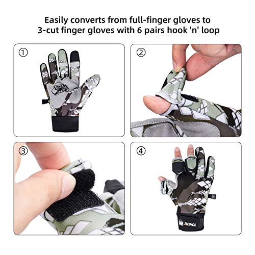 RUNCL Fishing Gloves Winter Warm RAGUEL, Touchscreen Outdoor Fishing Gloves, Neoprene 3 Cut Fingers Cycling Gloves, Convertible Windproof for Men Women Ice Fishing Photography Kayaking