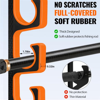 PLUSINNO H5P Fishing Rod Holder, Wall & Ceiling Mount Fishing Pole Holders for Garage, Fishing Rod Rack Holds 5/10/20 Rods, Combos & Fishing Nets - color: 2 Pack hold up 10 rods
