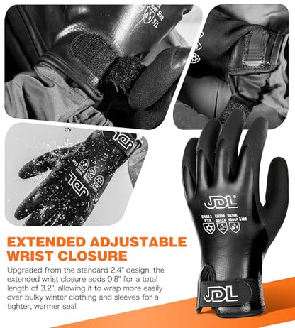 JDL Faux Mohair 100% Waterproof Winter Work Gloves for Men and Women – Extra Warm, Thermal Insulated Freezer Gloves for Cold Weather, Super Grip, Medium