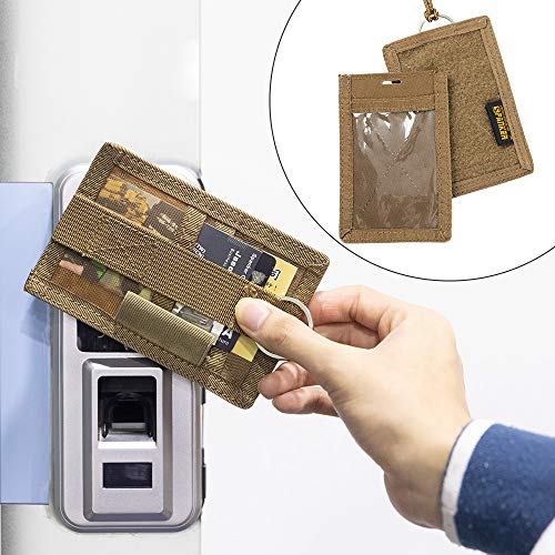 EXCELLENT ELITE SPANKER Tactical ID Card Holder Adjustable Neck Lanyard Key Ring Loop Patch Badge Holder and Credit Card Organizer (Coyote Brown) - color: Coyote Brown