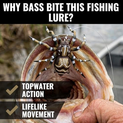 LUNKERHUNT Phantom Spider Lure for Bass Fishing (2.5 Inch) | Topwater Spider Fishing Lure with Natural Walking Action | Soft Hollow Body Weedless Hooks for Trout and Pike - color: Dock