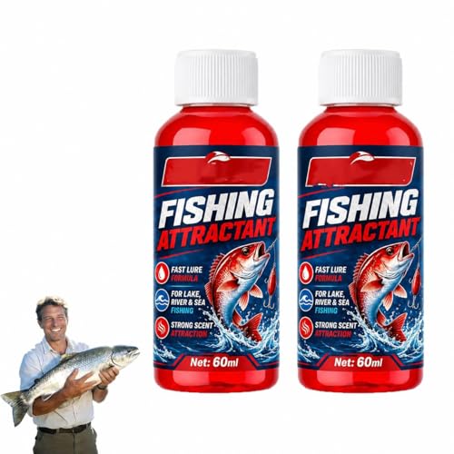 Concentrated Fish Attractant Liquid, 60ml Red Worm Liquid Spray, Powerful Bait Attractant Scent Bait Fish Attractants Liquids for Trout, Panfish and More, Enhances Scent & Improves Biteresponse - color: 2pcs
