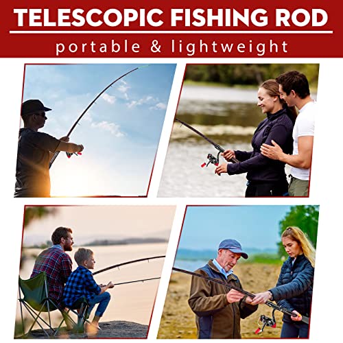 Fishing Rod and Reel Combos, Unique Design with X-Warping Painting, Carbon Fiber Telescopic Fishing Rod with Reel Combo Kit with Tackle Box, Best Gift for Fishing Beginner and Angler - color: Red, size: 1.8 m 5.91 ft (Bag)