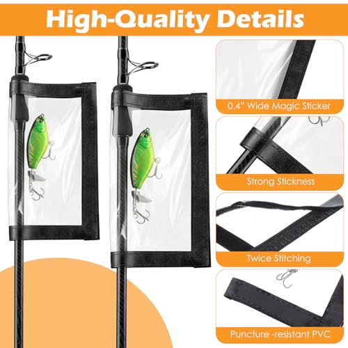20 Pcs Clear PVC Fishing Lure Wraps Fishing Lure Covers Large and Medium Size Hook Protectors for Safe Tangle Free Bait Storage and Rod Organization